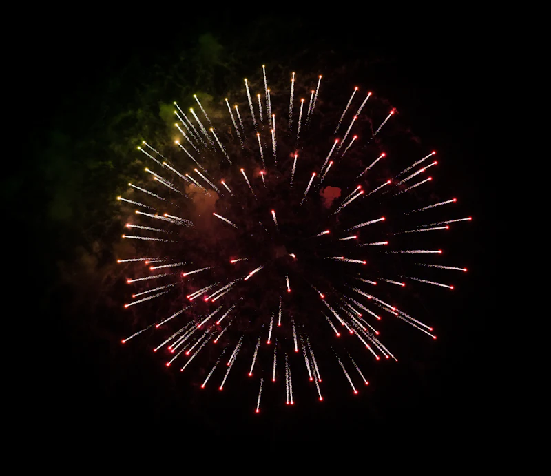 Multicolour aerial shots bursting in the night sky